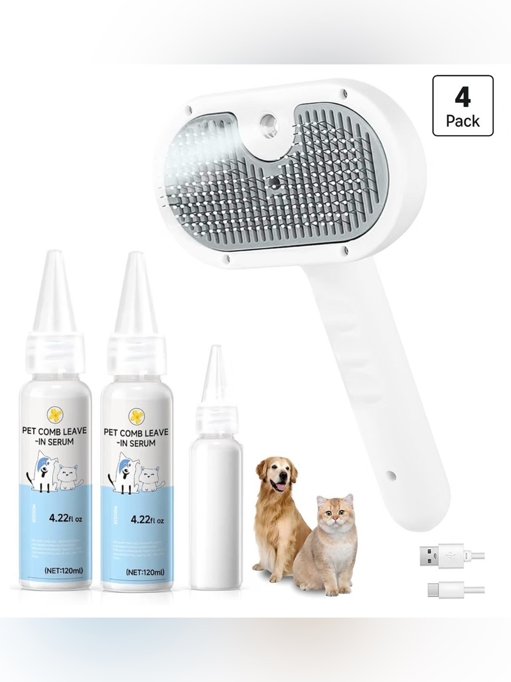 Self Cleaning Spray Comb with Mist, Dog Brush for Shedding, Cat Brush for Hair R